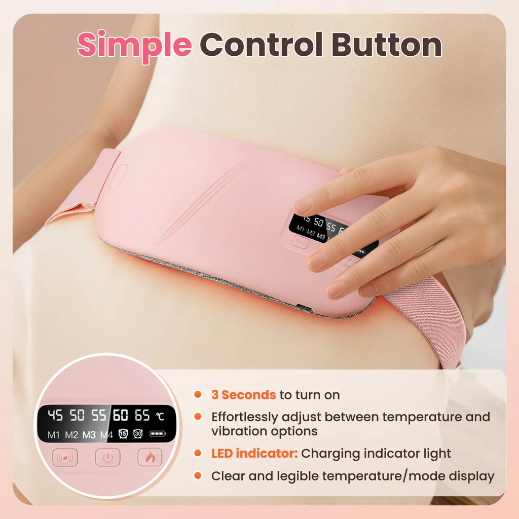 Menstrual Heating Pad Smart Uterus Warmer Belt, Cordless Heating Pad, Electric Waist Belt, Waist-Vibrating Abdominal Massager Vibration Massage Warm Palace Lumbar Body Care Machine Pad and Vibrating Massager Heat Rechargable Cramps Shurt