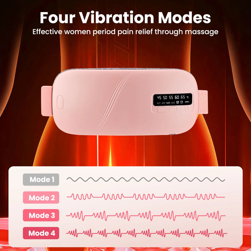 Menstrual Heating Pad Smart Uterus Warmer Belt, Cordless Heating Pad, Electric Waist Belt, Waist-Vibrating Abdominal Massager Vibration Massage Warm Palace Lumbar Body Care Machine Pad and Vibrating Massager Heat Rechargable Cramps Shurt