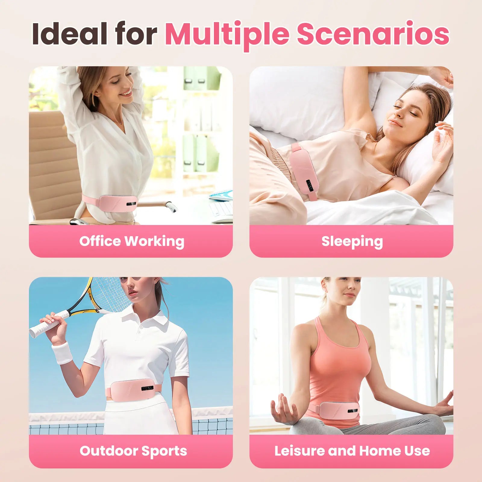 Menstrual Heating Pad Smart Uterus Warmer Belt, Cordless Heating Pad, Electric Waist Belt, Waist-Vibrating Abdominal Massager Vibration Massage Warm Palace Lumbar Body Care Machine Pad and Vibrating Massager Heat Rechargable Cramps Shurt