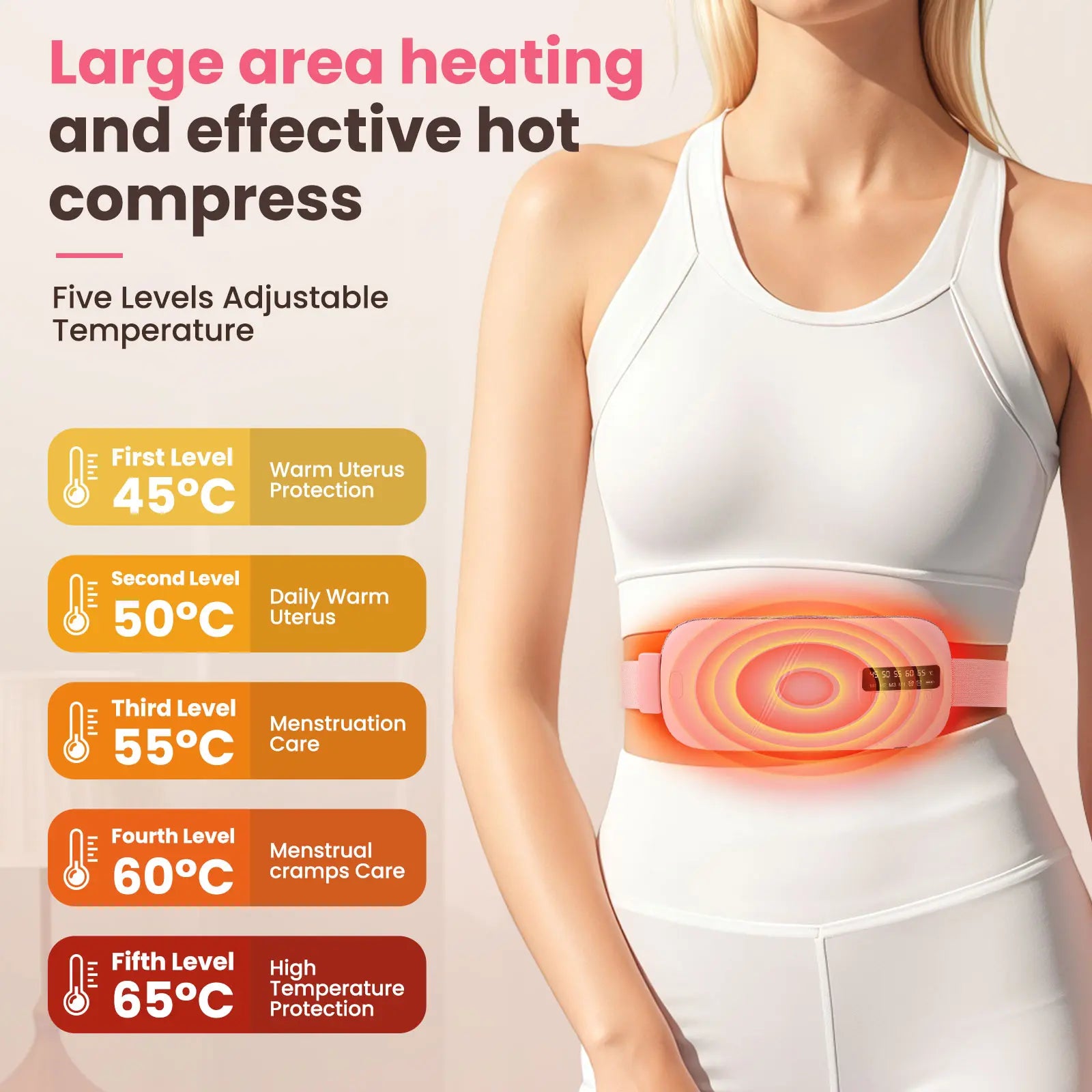 Menstrual Heating Pad Smart Uterus Warmer Belt, Cordless Heating Pad, Electric Waist Belt, Waist-Vibrating Abdominal Massager Vibration Massage Warm Palace Lumbar Body Care Machine Pad and Vibrating Massager Heat Rechargable Cramps Shurt