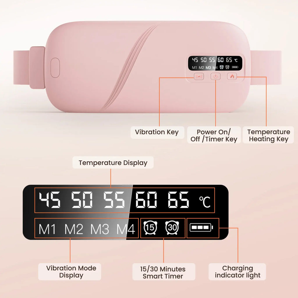 Menstrual Heating Pad Smart Uterus Warmer Belt, Cordless Heating Pad, Electric Waist Belt, Waist-Vibrating Abdominal Massager Vibration Massage Warm Palace Lumbar Body Care Machine Pad and Vibrating Massager Heat Rechargable Cramps Shurt